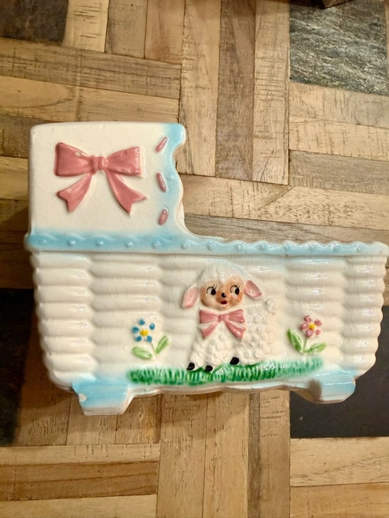 Rubens Other - Rubens 1966 Ceramic Lamb Baby Decorative Planter in Pink & Blue